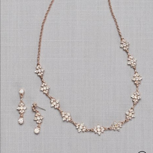 SET Flower cluster Rose gold and crystal - Picture 5 of 6